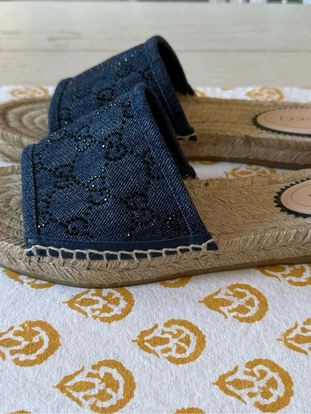 Gucci Double G Espadrille Slides
